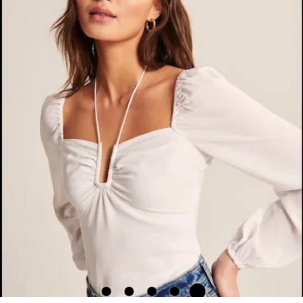 NWT Abercrombie & Fitch White Long Sleeve Tie Tee